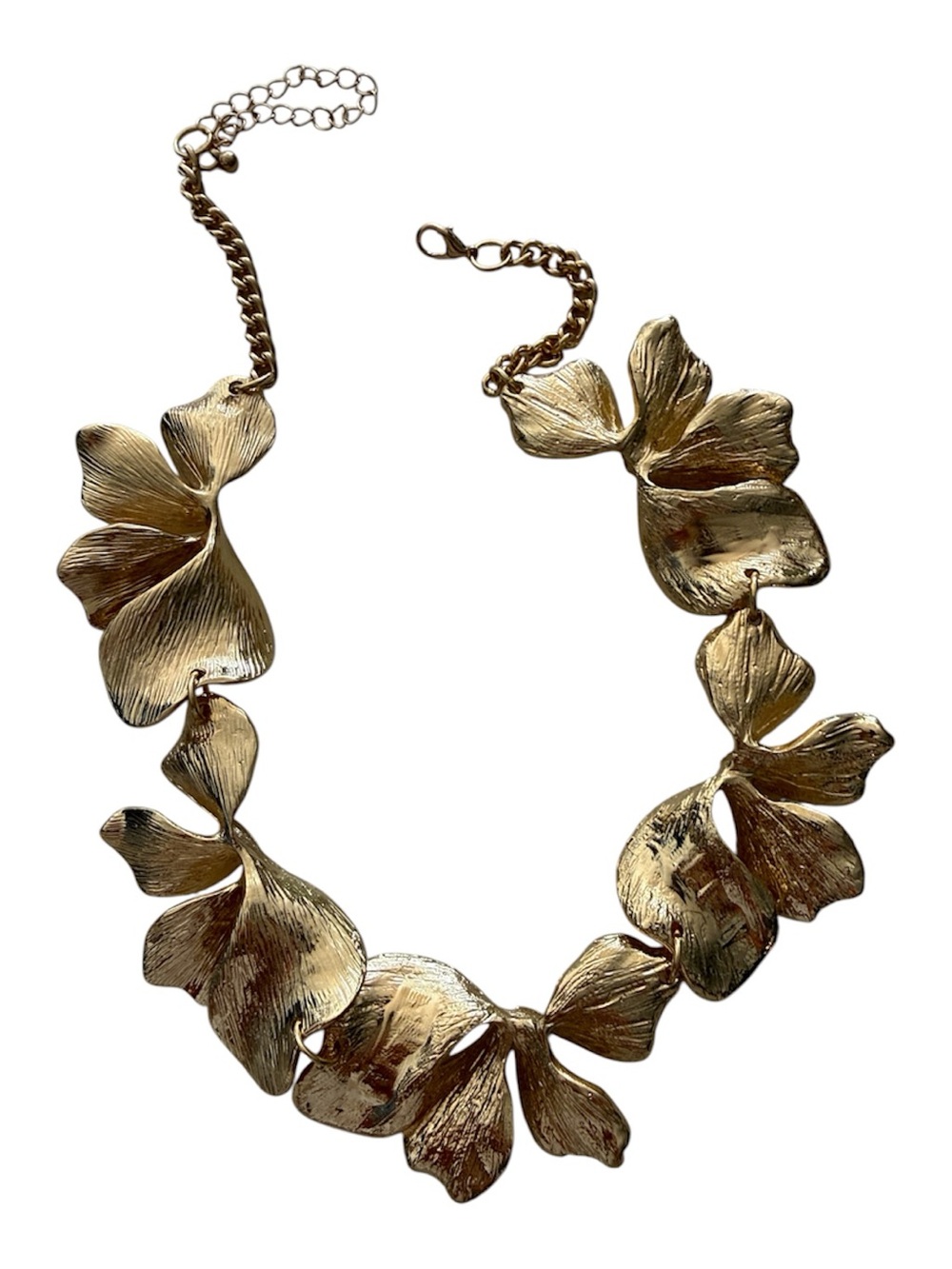 Gold Floral Statement Necklace - Elegant Women's Jewelry